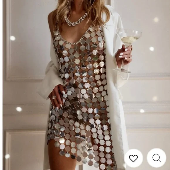 disco bachelorette dress Silver Sequin Fringe Disco Dress, Studio 54 Outfit, Bachelorette Party  Dress, Western Cowgirl Festival Dress, Silver Diamond Dress